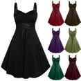 thumbnail image 1 of PXLKNZH Halloween Costumes for Women Sleeveless Pleated Gothic Lace Up Corset Dress Medieval Renaissance Dresses,Wine,XXL, 1 of 6