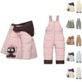 thumbnail image 1 of PXLKNZH Kids Down Jacket & Bib Pants Set Cartoon Sloth 2-Piece Snowsuit Winter Warm Snowy Children Snow Outfit,Blue,9 Months, 1 of 7