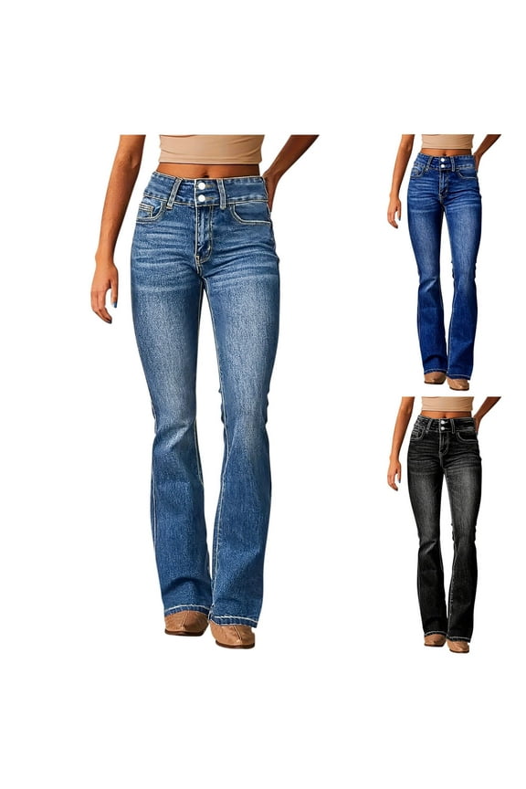 Low Waist Bell Bottom Jeans for Women Y2k Straight Leg Stretch Bootcut Jeans Boyfriend Flare Denim Pants Black S