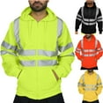 thumbnail image 1 of PXLKNZH Men's High Vis Safety Reflective Sweatshirt, Fleece Zipper Jacket Hoodie Solid Color Hi-vis Jackets Flame Resistant Reflective Hooded Sweatshirts Black,XXXL, 1 of 7