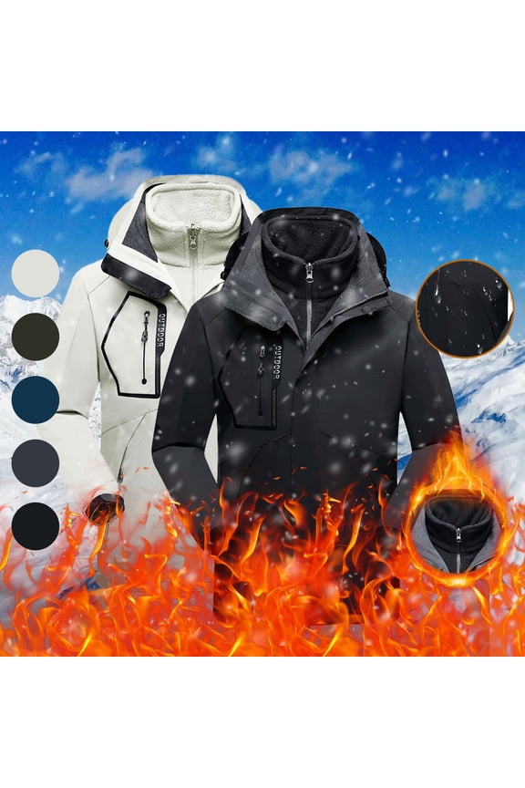 Men's Waterproof 3-in-1 Ski Snow Jacket Puffer Liner Insulated Winter Coat Mountain Warm Hooded Snowboarding Raincoat Jackets Dark Gray,XXXXL