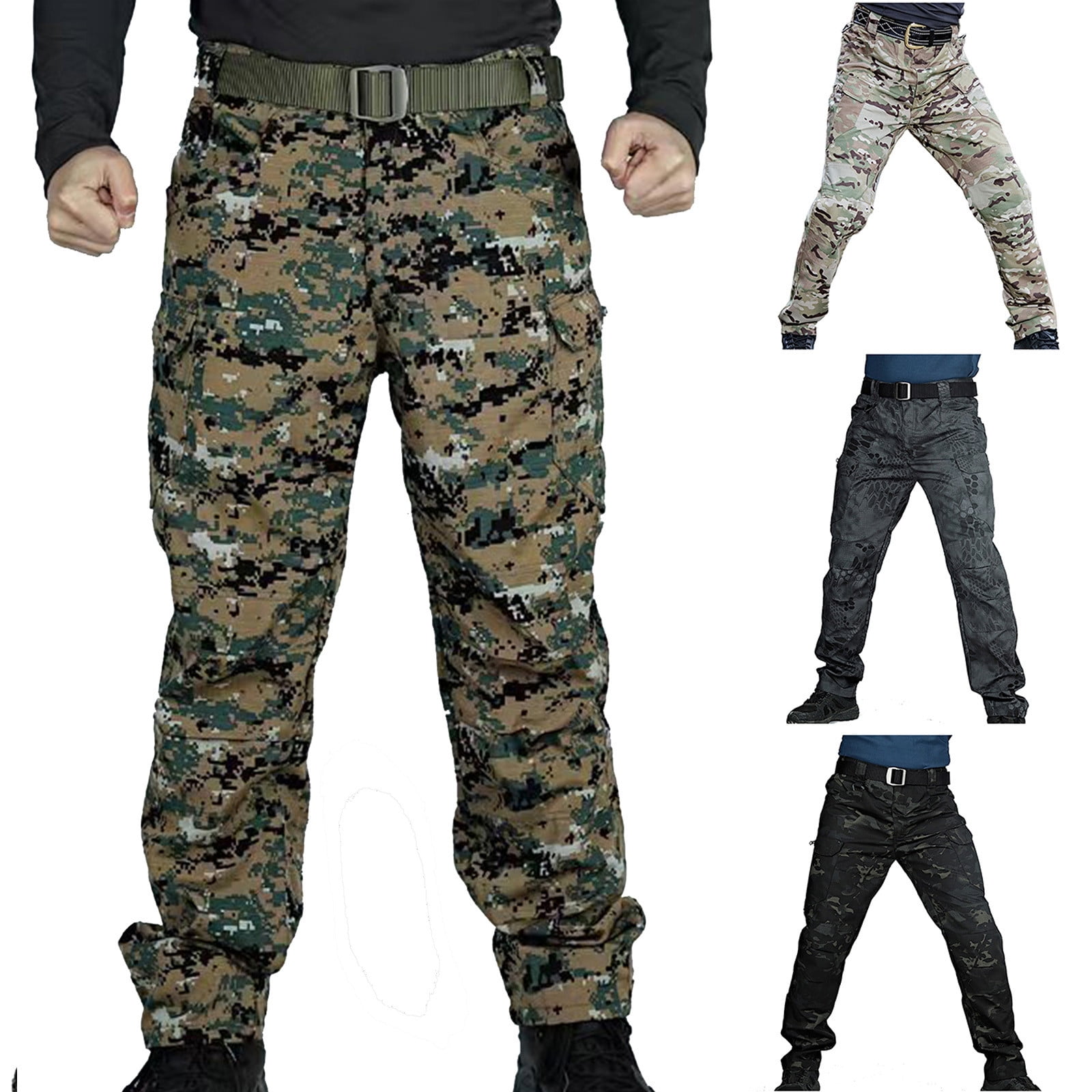 PXLKNZH Mens Camo Hunting Pants Big and Tall Military Combat Cargo