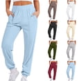 thumbnail image 1 of PXLKNZH Pants for Women Trendy Casual Loose Fit Tapered Leg Sweatpants Elastic Waist Cinch Bottom Jogger Pants with Pockets Khaki,L, 1 of 7