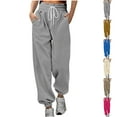 thumbnail image 1 of PXLKNZH Sweat Pants for Women Drawstring High Waisted Cinch Bottom Jogger Pants Casual Baggy Workout Sweatpants with Pockets Khaki,XXL, 1 of 6