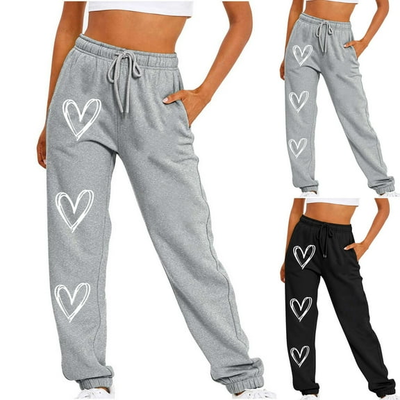 PXLKNZH Wide Leg Pants for Women Drawstring Elastic Waist Baggy Sweatpants with Pockets Athletic Workout Running Joggers Pants Black,L