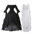 thumbnail image 1 of PXLKNZH Women Gothic Plus Size Dress One Shoulder Floor Length Cosplay Dress Victorian Ruffle Hi-Low Long Dress Medieval Wedding Dress Medieval Renaissance Costume White,L, 1 of 5