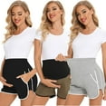 thumbnail image 1 of PXLKNZH Women Maternity Cotton Shorts Over Belly Pregnancy Lounge Shorts Contrast Color Workout Running Pajama Sleep Shorts with Pockets Black,XXL, 1 of 6