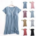 thumbnail image 1 of PXLKNZH Women Maternity Nursing_Nightgowns Summer Short Sleeve Delivery and Labor Gown Breastfeeding Dress Postpartum Clothing for Pregnant Pajamas Dress Pink,XL, 1 of 4