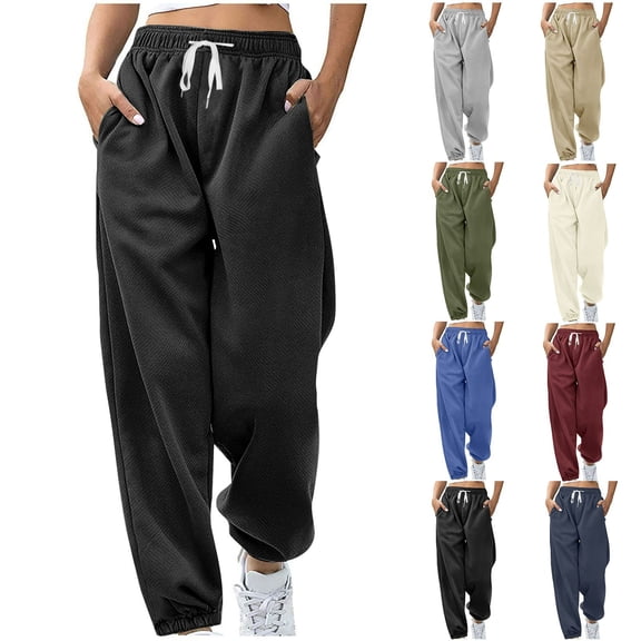 PXLKNZH Women Sweatpants High Waisted Drawstring Workout Track Pants Casual Loose Fit Athletic Jogger Pants with PocketsGreen,XXL