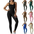 thumbnail image 1 of PXLKNZH Women Workout Yoga Jumpsuit Sleeveless Bodycon One Piece Scoop Neck Exercise Romper Seamless Leggings JumpsuitsBlack,L, 1 of 7