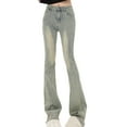 thumbnail image 1 of PXLKNZH Women's Flare Jeans Y2K Bootcut Low Rise Vintage Denim Pants Bell Bottoms Blue XXL, 1 of 9