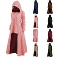 thumbnail image 1 of PXLKNZH Women's Hoodies Dress Hooded Sweatshirts Dress Renaissance Costumes Plus Size Long Sleeve Tunic Dress Solid Color Medieval Hooded Pullover Sweatshirts Outerwear Pink,XXXL, 1 of 4