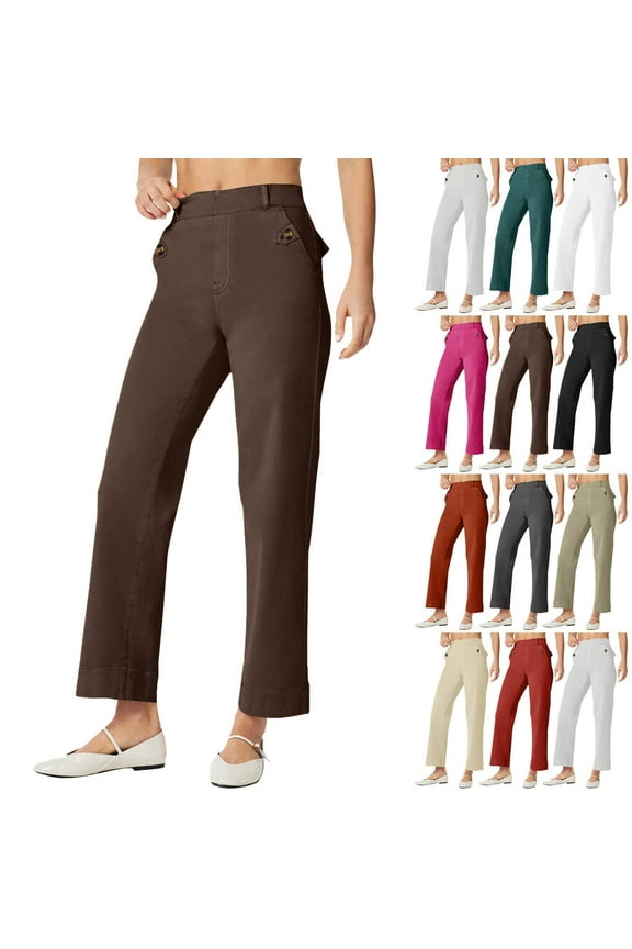 Women's Wide Leg Jeans High Waisted Straight Leg Trousers Stretchy Loose Casual Cropped Denim Pants with Pockets,Hot Pink,XL