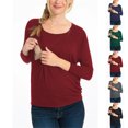 thumbnail image 1 of PXLKNZH Womens Maternity Shirts Long Sleeve Pregnancy Tee Top Solid Color Soft Breastfeeding Pregnancy Clothes Mama Postpartum Clothes Red,S, 1 of 5