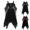 thumbnail image 1 of PXLKNZH Womens Renaissance Costume Medieval Dress 2024 Cold Shoulder Lace Up Maxi Dress Vintage Vampire Witch Cosplay Gothic Gown Dress Halloween Costume Black,XL, 1 of 4