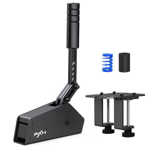 PXN HB S USB Sim Racing Handbrake, 16-Bit Linear Sensor, Alloy Build, Adjustable Force & Stroke, Two-Way Lever, Spring & Damping, Desk Clamp for PC