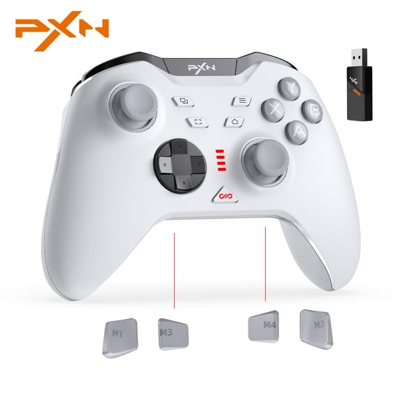 PXN P5 Wireless Hall Effect Gaming Controller - 2.4G/BT/Switch Compatible with PC/Android/iOS, Hall Triggers, Dual Vibrators, 4 Macros, APP Customization & Wake-Up Function
