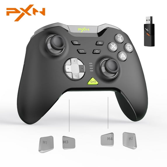 PXN P5 Wireless Hall Effect Gaming Controller - 2.4G/BT/Switch Compatible with PC/Android/iOS, Hall Triggers, Dual Vibrators, 4 Macros, APP Customization & Wake-Up Function