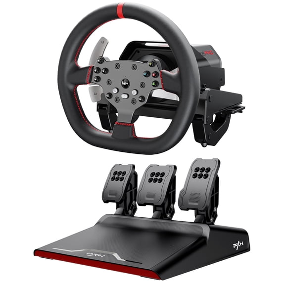 PXN V10 Pro 3.2Nm Direct Drive Sim Racing Wheel, Servo Motor Force Feedback, 3 Hall Pedals, 4 Paddle Shifters for PC, PS4, Xbox Series X/S, Xbox One