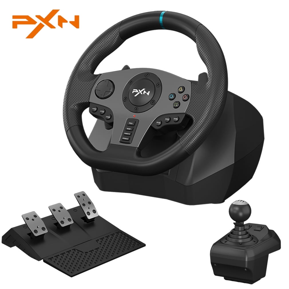 PXN PC Steering Wheel, V9 Universal Usb Car Sim 270/900 Degree Race Steering Wheel with 3-Pedals and Shifter Bundle for PC, Xbox One, Xbox Series X/S, PS4, PS3, Switch