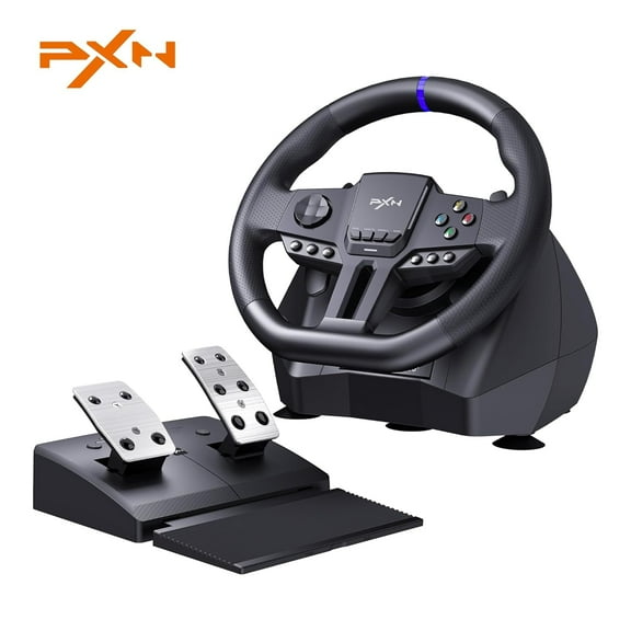 PXN V900 GEN2 Racing Wheel for PC/PS4/PS3/Xbox Series X|S/One/Switch  270/900 Dual Mode Rotation, Magnetic Sensor, RGB Pedals, Upgraded Type-C, PXN Wheel App Support