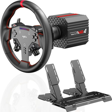 PXN VD4 Bundle - Direct Drive Racing Wheel Set - 4Nm VD4 Servo Motor Base + W AS Gaming Steering Wheel (28cm) + PD HM GEN2 2-Pedal - Sim Racing Set for PC
