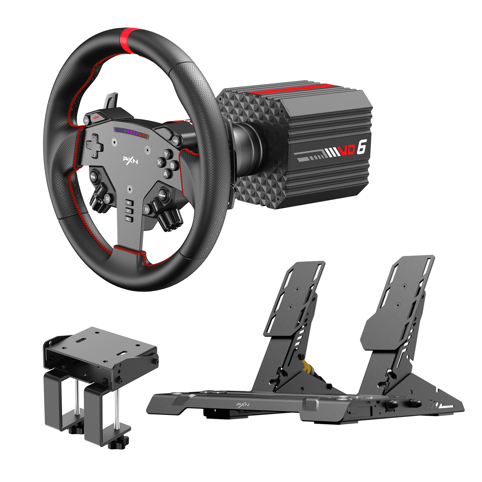 PXN VD6 Bundle - PC Steering Wheel and Pedals - 6Nm Direct Drive Servo ...