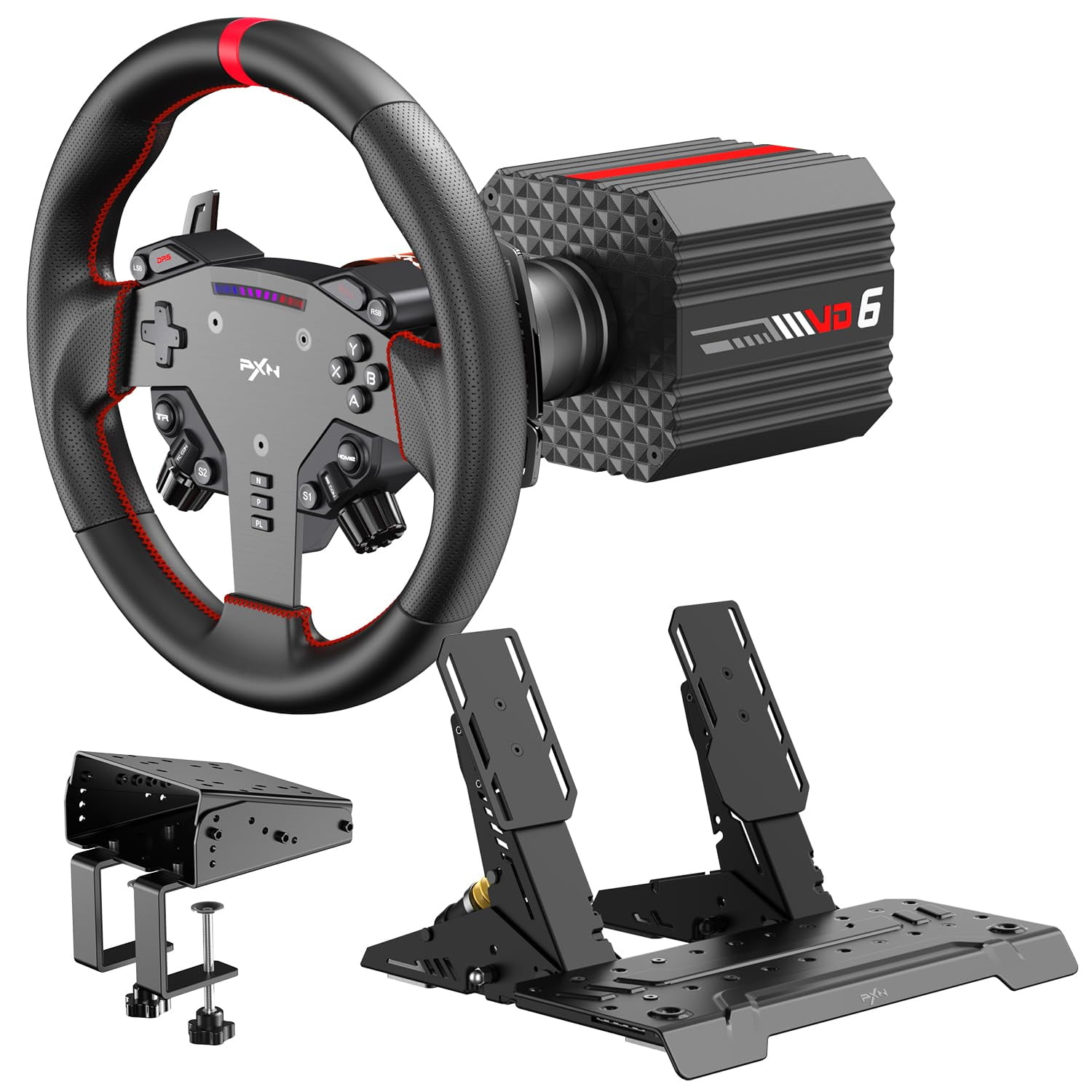 PXN VD6 Direct Drive Sim Racing Wheel Bundle - 6 Nm Servo Motor + Hall ...