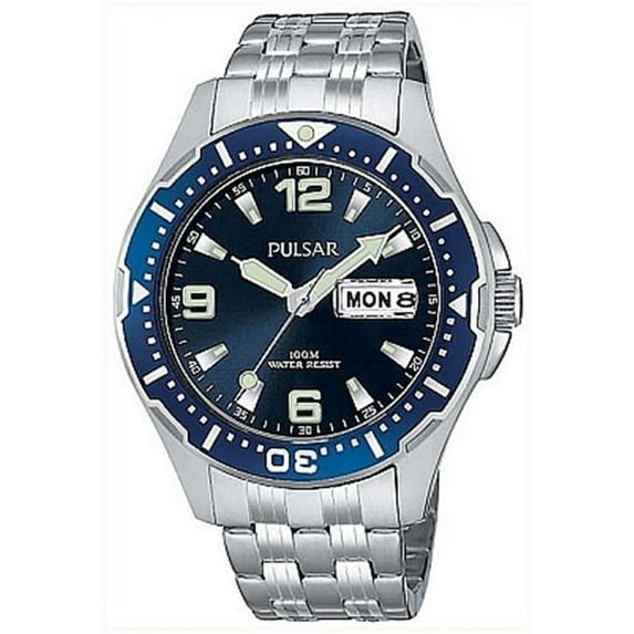 PXN107 Men's 100M Stainless Steel Blue Face Watch