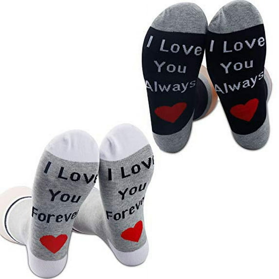 PXTIDY I Love You Always I Love You Forever Couples Socks Boyfriend Gift Girlfriend Gift for Him Her (2 pairs/set)