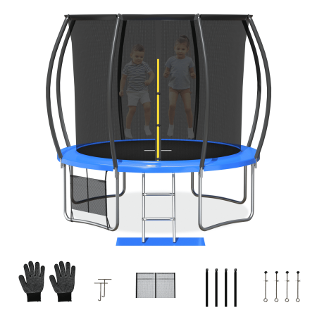 PXZEE 10FT Trampoline with Safety Enclosure Net for 3-4 Kids and Adults, 600lbs Weight Capacity, Indoor& Outdoor