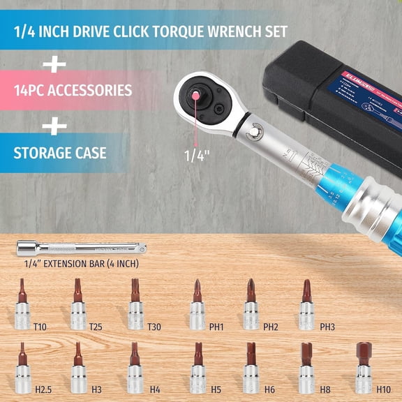 PYAN-1/4 Torque Wrench Set 10-50 IN.LB (1-6NM) | Click Torque Wrench For Bicycle,Scope Mounting, Gunsmithing and Maintenance