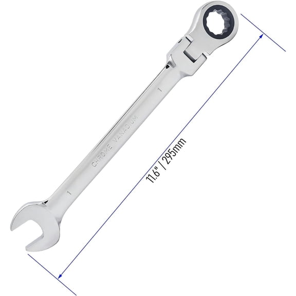 PYAN-1 Inch Flex-Head Ratcheting Combination Wrench SAE 72 Teeth 12 Point Ratchet Box Ended and Open End Spanner Tools, Flexible Head Gear Wrench, Heat-Treated CR-V