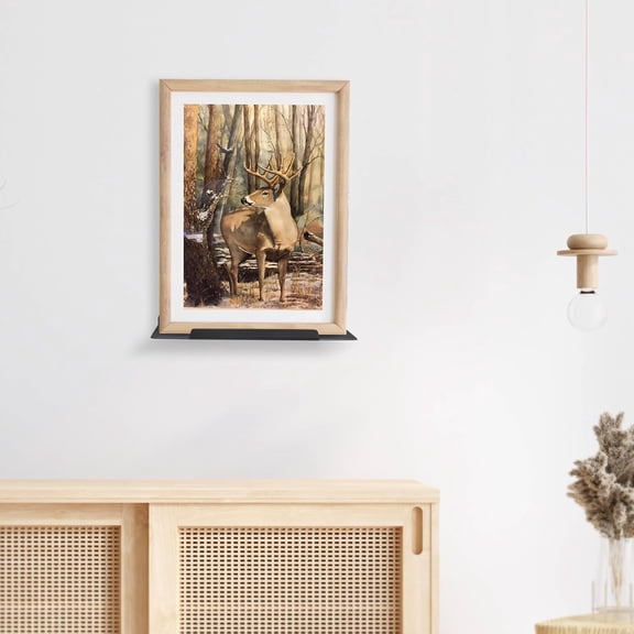 PYAN-10.2''W x 6.3''D Small Floating Metal Wall Shelf,Deep Floating Shelves for Speakers,Cameras,Routers,Heavy Duty Metal Floating Wall Shelf with Lip for Bedroom,Bathroom,Living Room,Black