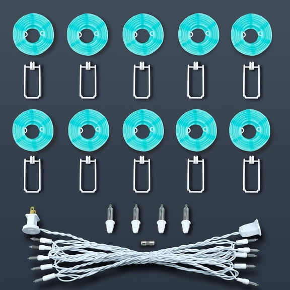 PYAN-10 Count Lantern with 11' White Wire String Lights, 12" Spacing Plug-in Lantern String Lights (Turquoise)