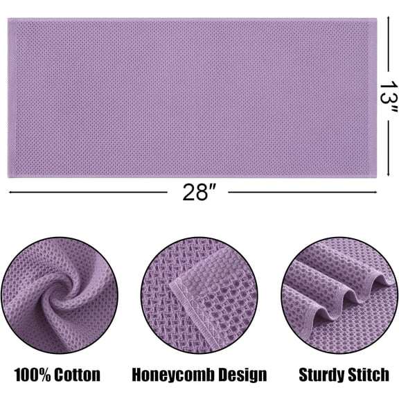 PYAN-100% Cotton Waffle Weave Kitchen Hand Towels (13 X 28 Inches, Lavender), 4-Pack Super Soft and Absorbent Dish Towel for Drying Dishes