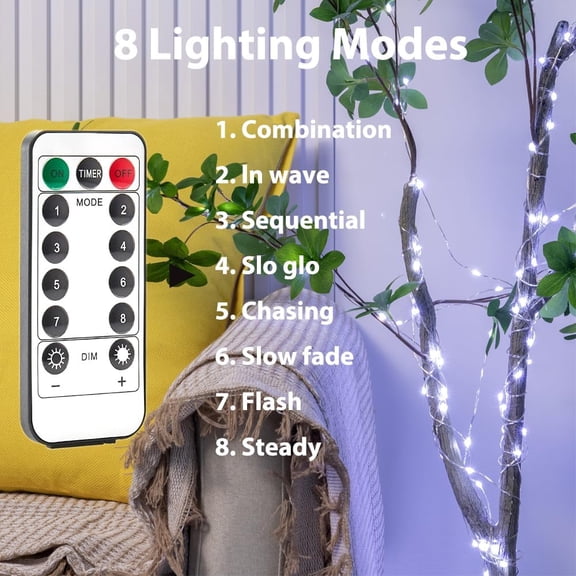 PYAN-100FT Cool White Fairy Lights, 300 LEDs, Plug - in, 8 Modes with Timer, Remote, Dimmable & Waterproof, Ideal for Bedroom, Garden, Christmas, Wedding, Birthday (Indoor/Outdoor)