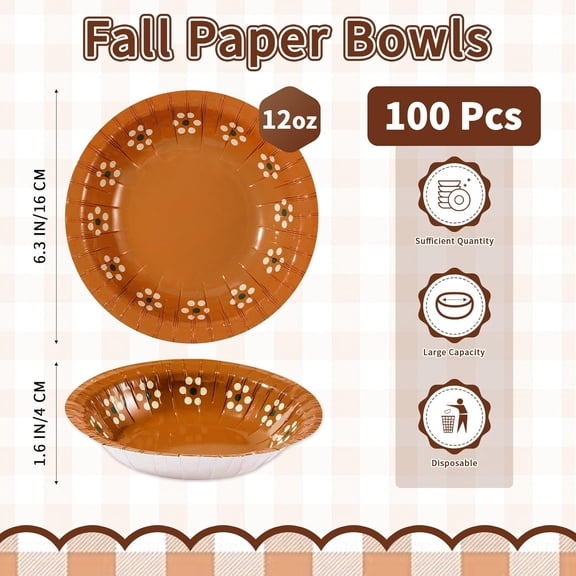 PYAN-100Pcs De Barro Mexicanos Paper Bowls 12 Oz Mexican Terracotta Clay Pottery Soup Bowls Disposable Mexican Pottery Fiesta Ice Cream Cups for Cinco De Mayo Wedding Carnival Party Decorations