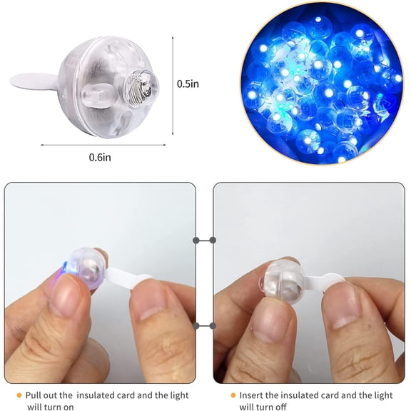 PYAN-100pcs Blue LED Balloon Light, Round LED Ball Lamp Tiny Led Lighting Decoration for Indoor Outdoor Party Event Fun Wedding Festival Birthday Halloween Christmas Party Supplies