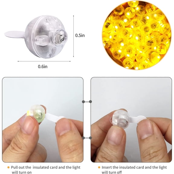 PYAN-100pcs Yellow LED Balloon Light, Tiny Led Lights Round LED Ball Lamp for Balloons Birthday Party Event Fun Indoor Outdoor Wedding Decoration Halloween Christmas Supplies