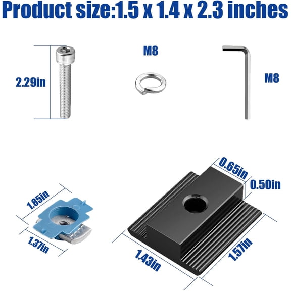 PYAN-10Pcs Solar Panels Mid Clamps Fit for Unistrut Aluminium Solar Panel Brackets 30mm/35mm, Mounting Kit for Metal Roof, Tin Roof, Flat Roof, Sheet Roof, Black