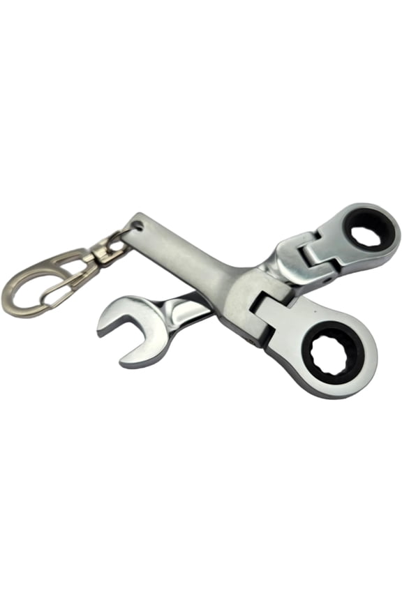 -10mm Stubby Head Gear Wrench with 10mm Ratchet Wrench Flex Head Keychain Key Ring Combination Set