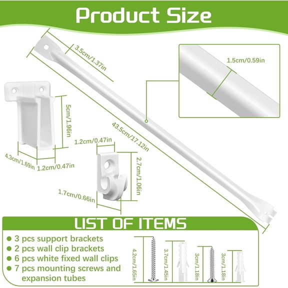 PYAN-12 Inch Heavy Duty Shelf Brackets, Wire Shelf Brackets Set Include 3 Support Brackets, 2 Wire Shelf End Brackets, 6 Wall Clips, with Screws, Wire Shelving Accessories for Garage, RV, Kitchen, Cl