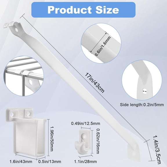 PYAN-12 Inch Wire Shelf Brackets Set, 3 Pack Metal White Closet Support Bracket with End Brackets & Clips for Wire Shelving Wall Bracket Installation, Support Wire Closet Shelves Racks(3 Pack)