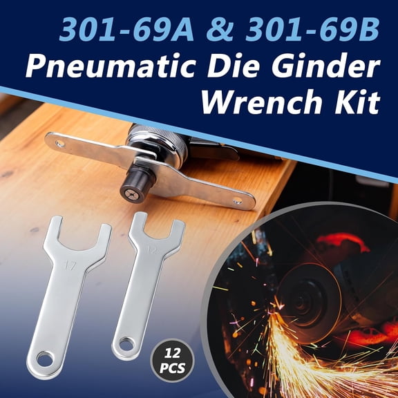PYAN-12 PCS 301-69A & 301-69B Pneumatic Die Grinder Wrench Tool Set, Die Grinder Wrenches for Ingersoll Rand 301, 302, 307, 308, 5102, 5108 and M2 Series Air Die Grinders