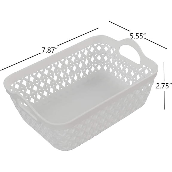 PYAN-12-Pack Mini Plastic Storage Basket Tray, Plastic Desktop Baskets, White