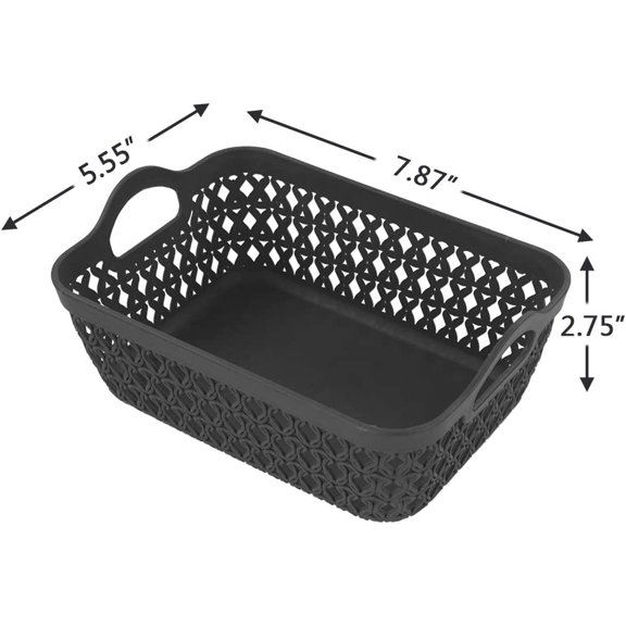 PYAN-12-Pack Mini Plastic Storage Baskets Trays, Gray Tiny Storage Baskets