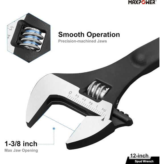 PYAN-12 inch Spud Wrench, Max Jaw Opening 1-3/8 inch