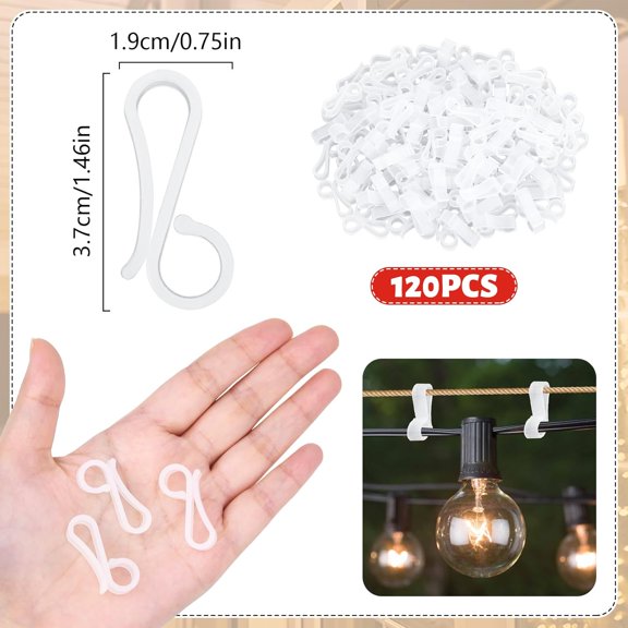 PYAN-120 PCS Christmas Light Clips Outdoor, Gutter Clips for Hanging Outdoor Lights, Gutter Hooks Hanging String Lamp Holder Mount to Shingles for Roofline, House, Xmas Tree Decor (White)