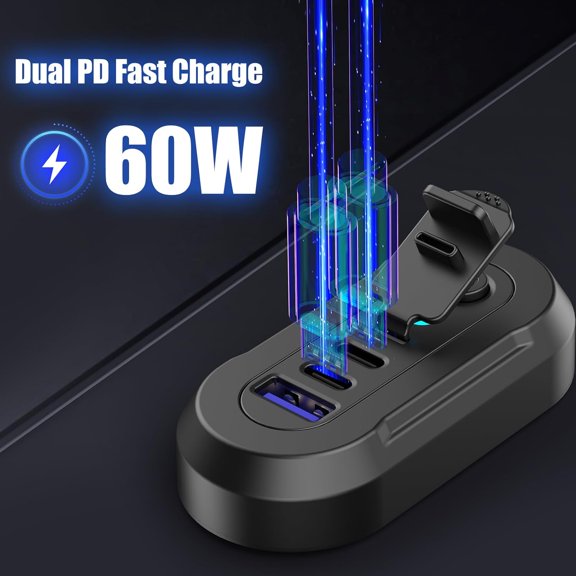 PYAN-12V USB Outlet RV 3 Ports, Dual PD 30W and Quick Charge QC3.0 Car Socket Charger with Blue Indicator Light and Switch, Car USB Panel Wall Surface Mount Charging Accessories for Marine Bus Boat A